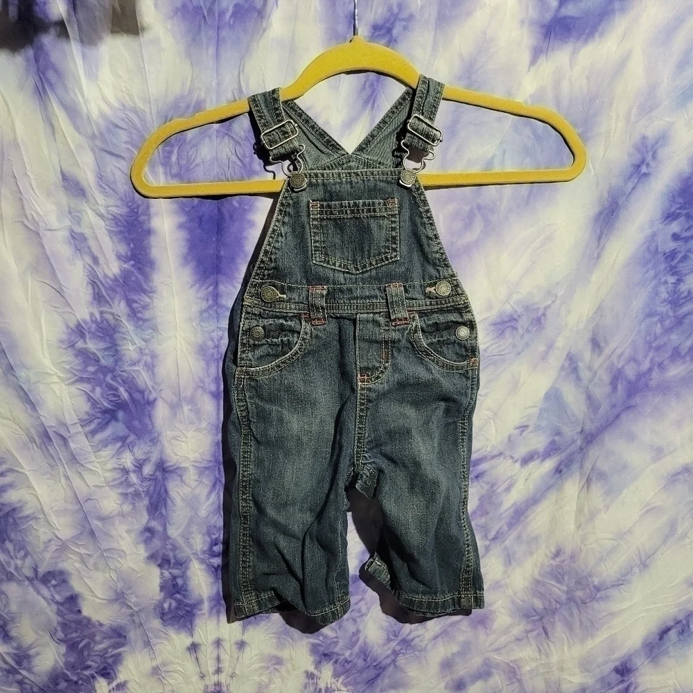 Old Navy Babys Unisex Blue Denim Overalls Size 3-6 Months